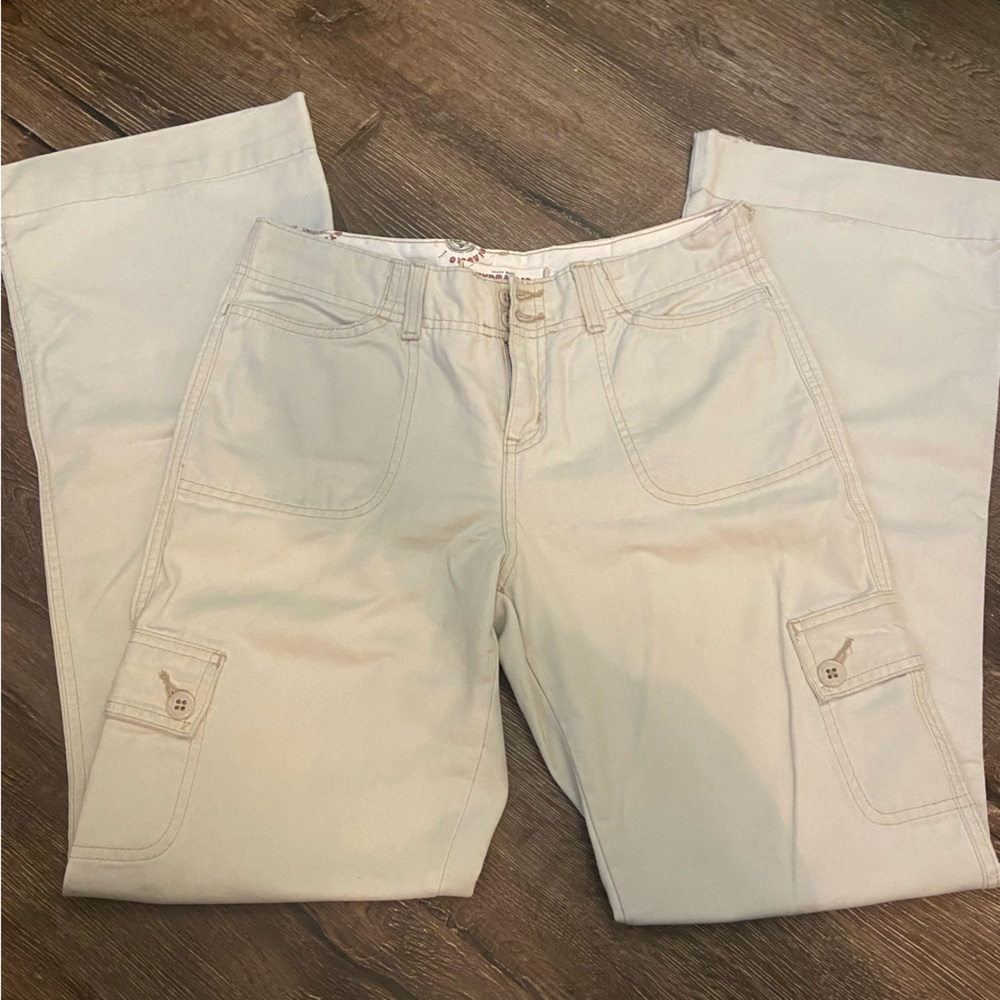 Tan cargo flare pants